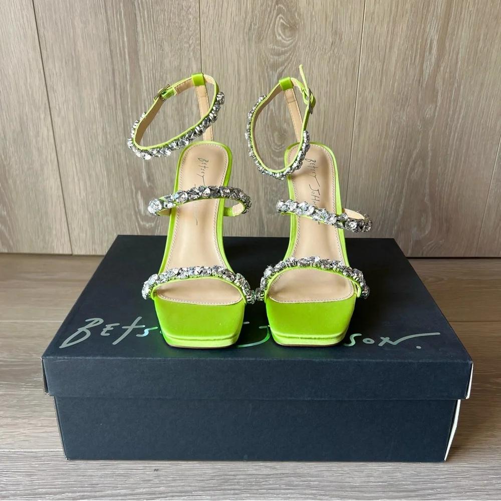 Betsy Johnson Rhinestone Glam SB-Perry Green Heels NEW In Box (Multiple Sizes) - Picture 5 of 16